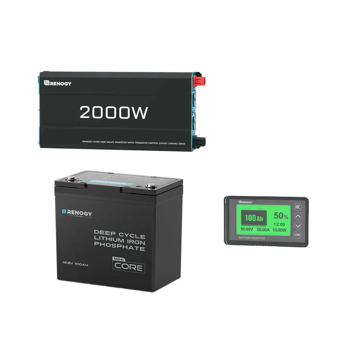 1,28kWh Caravan Power System | 2000W Inverter, 100Ah Lithium Battery