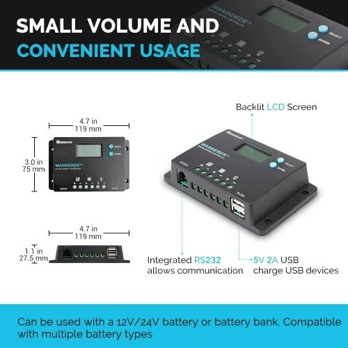 100 Watts 12 Volts Solar Bundle Kits with Wanderer 10 Amp Charge Controller - Image 5