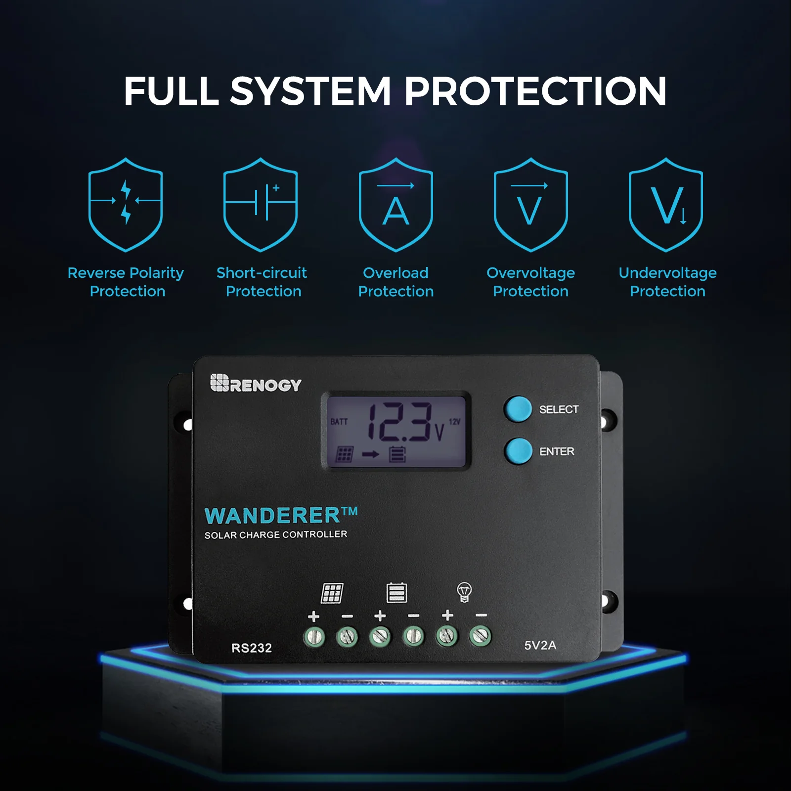 100W 12V Monocrystalline Solar Starter Kit w/Wanderer 10A Charge Controller - Image 4