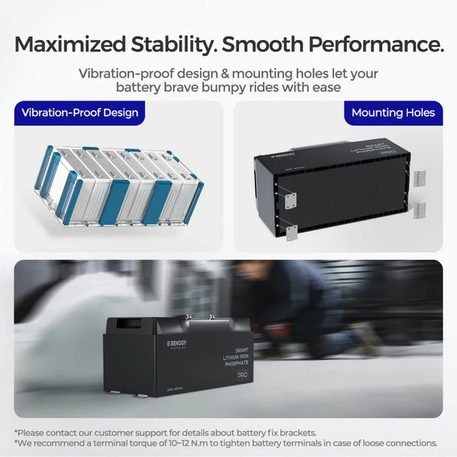 12V 200Ah Pro Smart Lithium LiFePO4 Battery w/ Bluetooth & Self-heating Function - Image 5