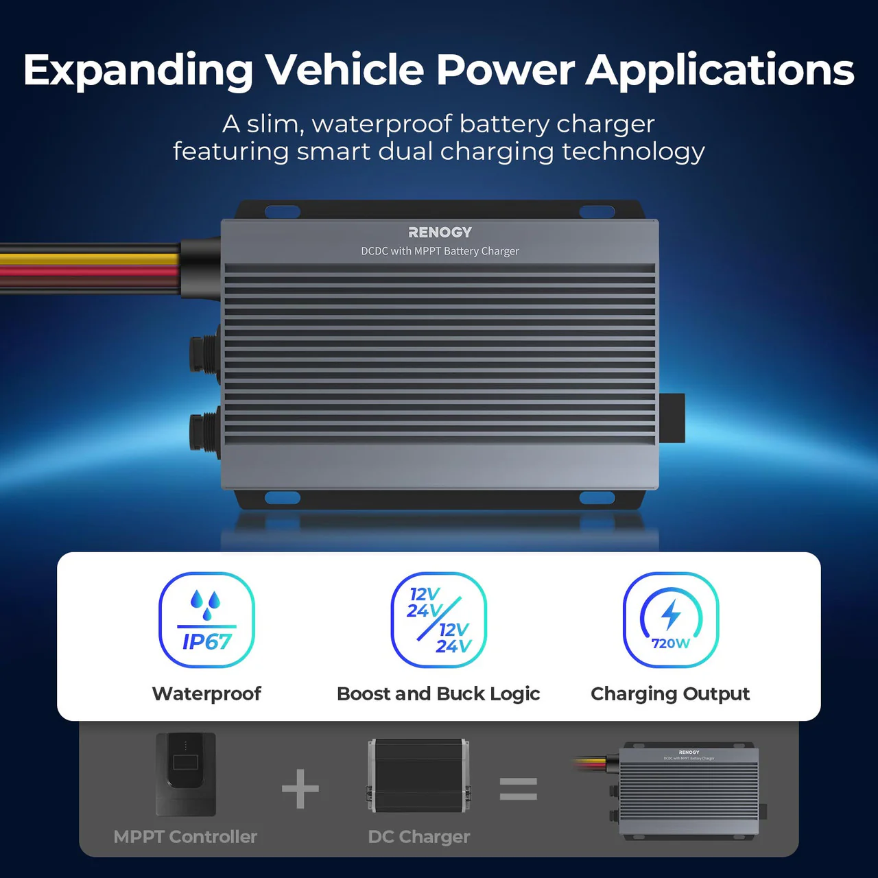 12V/24V IP67 50A DC-DC Battery Charger with MPPT - Image 3