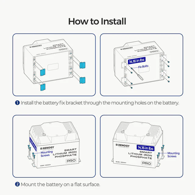 Renogy Mounting Brackets for 12V 100Ah Pro LiFePO4 Batteries (Set of 4) - Image 3