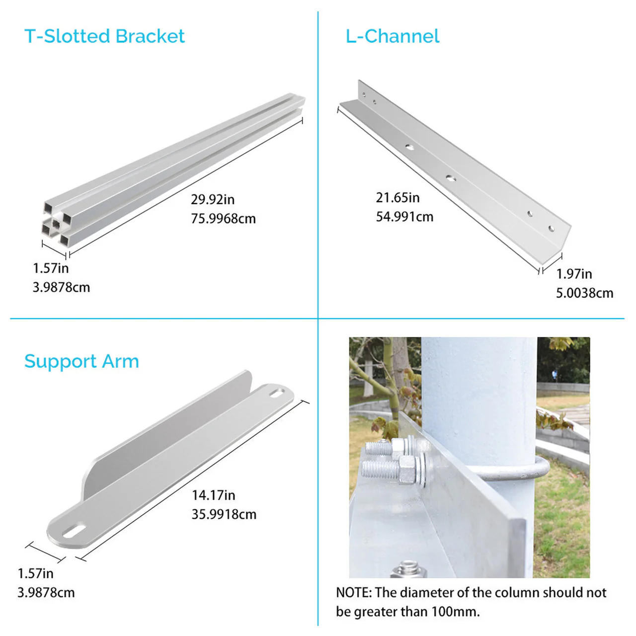 69.6cm Pole Mount Support For Solar Panel - Image 6